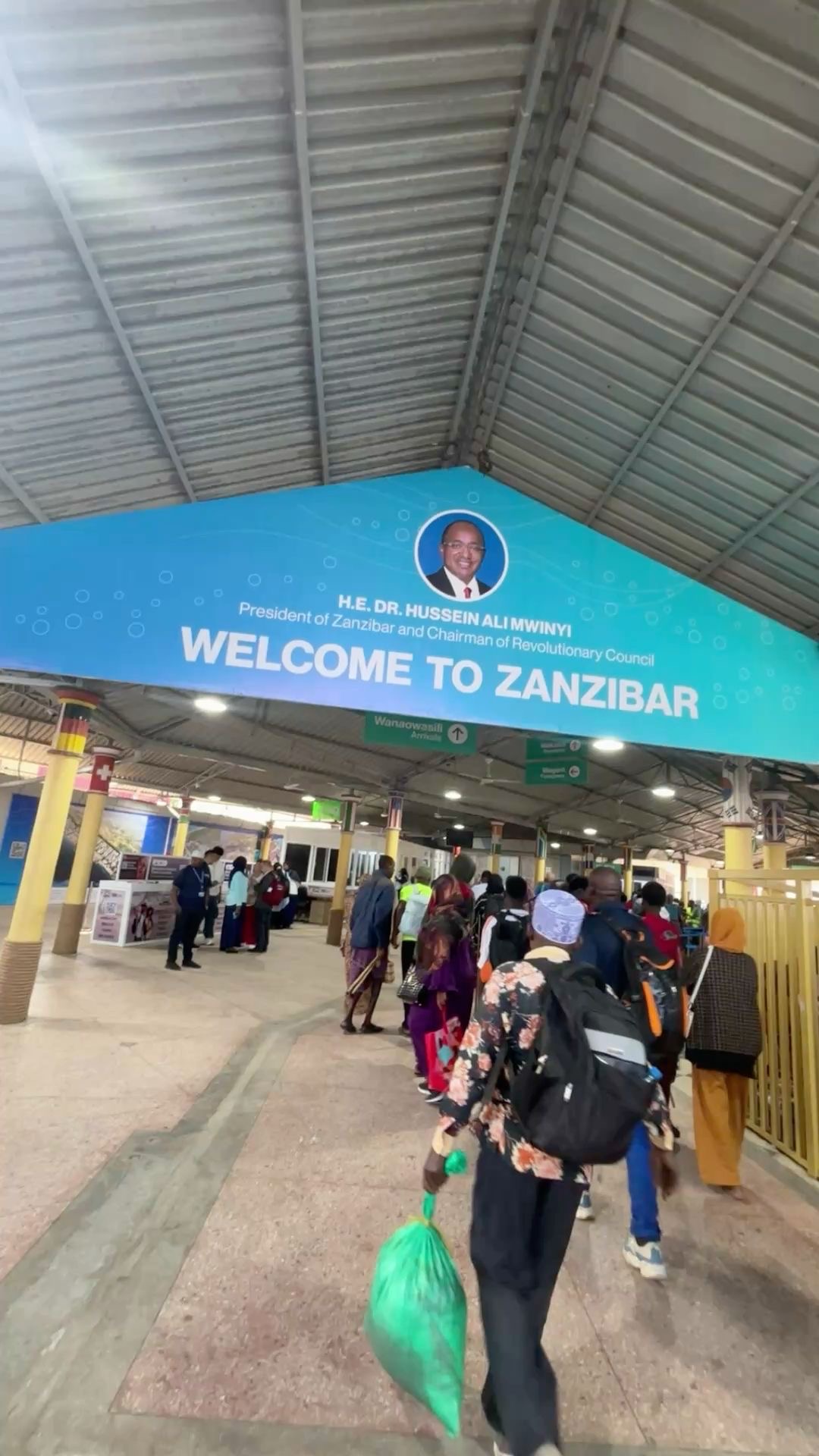 Welcome to Zanzibar sign at Abeid Amani Karume International Airport arrivals hall