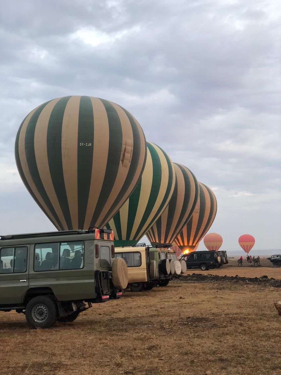 Hot-air balloon safari at sunrise